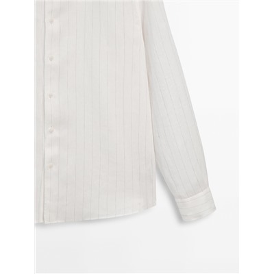 Camisa lino sarga rayas relaxed fit