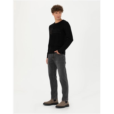 Black Slim Fit Bike Yaka Knitwear свитер