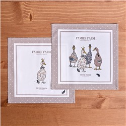 НАБОР САЛФЕТОК ИЗ 2-Х ШТ "FAMILY FARM" 40Х40СМ, ТВИЛ, КАПУЧИНО