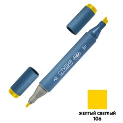 Маркер двусторонний для скетчинга Гамма "Студия", желтый светлый, корпус трехгранный, пулевид./клиновид. наконечники