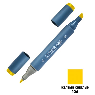 Маркер двусторонний для скетчинга Гамма "Студия", желтый светлый, корпус трехгранный, пулевид./клиновид. наконечники