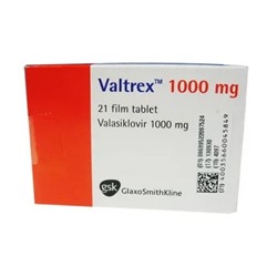 VALTREX 1000 mg 21 tablet (Валацикловир) 	Valasiklovir