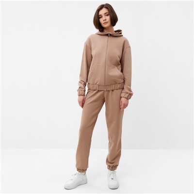 Костюм женский (толстовка, брюки) MINAKU: Casual collection цвет бежевый, размер 46