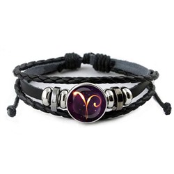 BSK-0324 Кожаный браслет Знаки Зодиака - Овен