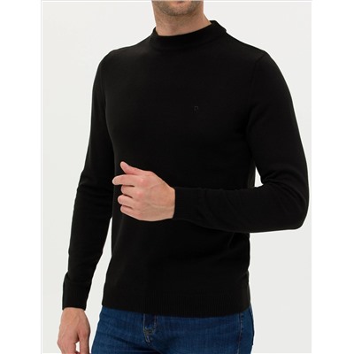 Black Slim Fit Half Fisherman воротник базовый вязаный свитер