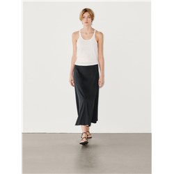 Long flared skirt with topstitching detail