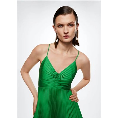Vestido plisado satinado -  Mujer | MANGO OUTLET España