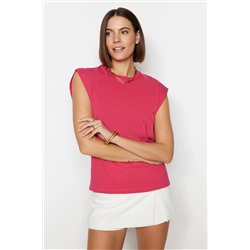 Fuchsia 100 %хлопок Vatka выглядит базовым велосипедным воротником футболка Twoss20TS0021