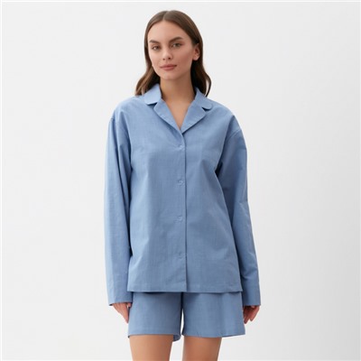 Пижама женская (рубашка и шорты) KAFTAN "Basic" р.48-50, голубой