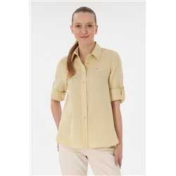 Женщина Open Khaki с скидкой рубашки с длинным рукавом в корзине