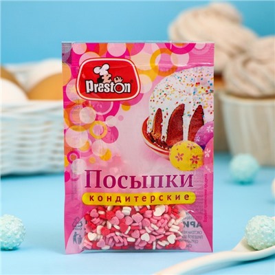 Посыпки кондитерские Preston декоративные «Радуга-сердечки», 7 г