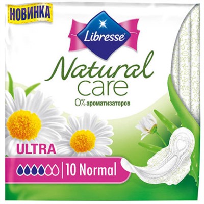 Прокладки Libresse (Либресс) Natural Care Ultra Normal, 4 капли, 10 шт