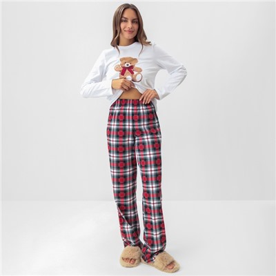 Пижама женская (лонгслив и брюки) KAFTAN Сhristmas time размер 44-46