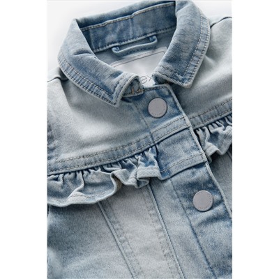 Mid Blue Frill Shoulder Denim Jacket (3-16yrs)