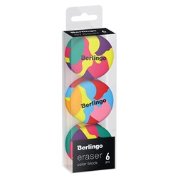 Ластик Berlingo "Color Block", 6шт., круглый, 36*36*11мм, PVC бокс