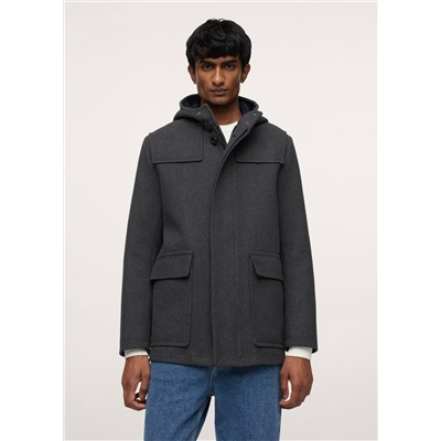 Chaquetón lana capucha -  Hombre | MANGO OUTLET España