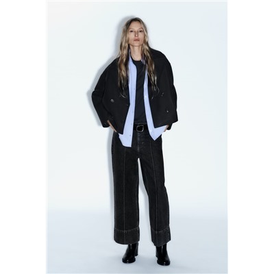 FEW ITEMS LEFT SOFT CROPPED DOUBLE-BREASTED COAT