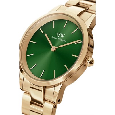 Reloj de cuarzo de acero y chapado en oro amarillo Iconic Link Emerald