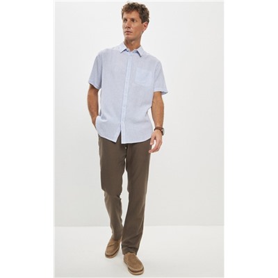 Рубашка к/р лен Р411-04101 l.blue