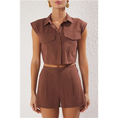 Brown Flam Cotton Rish Short Beach Team TBESS25AU00055