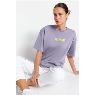 LILAC 100 %хлопковой лозунг с печать
