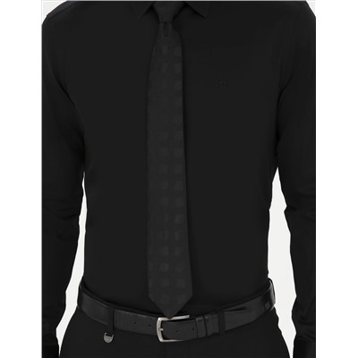 Black Slim Fit Basic рубашка с длинным рукавом