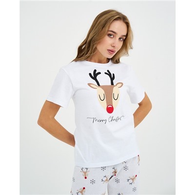 Пижама женская (футболка и брюки) KAFTAN "Deers" размер 52-54