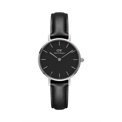 Reloj de cuarzo de piel Sheffield - Negro y plateado