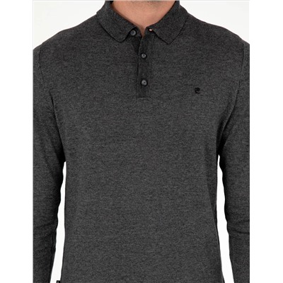 Anthracit Melanj Slim Fit Polo воротниц Основной вязаный свитер