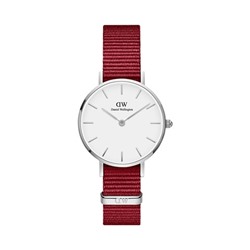 Reloj de cuarzo de tela Roselyn - Burdeos y plateado