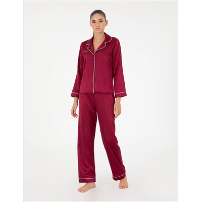 Bordeaux Satin Pajama Set