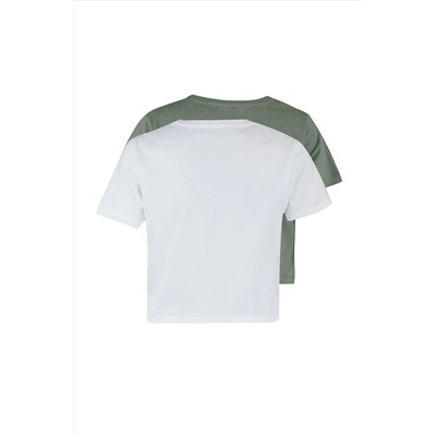 Khaki-White 2 упаковка на 100 %хлопковая травма для велосипедной воротнички футболка Twoss20ts1480