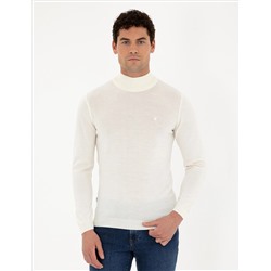 Ecru Slim Fit Half Fisherman Neck Sheam Смешанный базовый вязаный свитер
