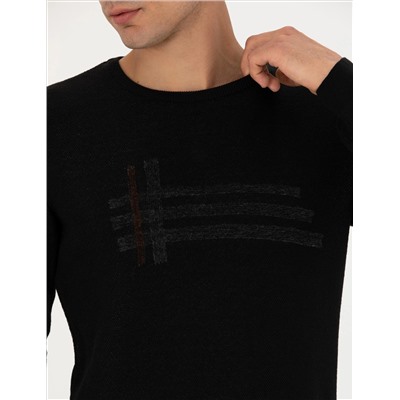 Black Slim Fit Bike Yaka Knitwear свитер