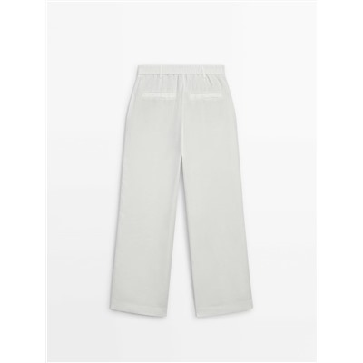 Pantalón lino wide leg