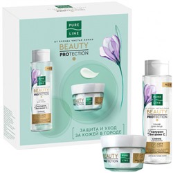 Подарочный набор для женщин Чистая линия Beauty Protection, крем-флюид для лица 45 мл и тонер для лица 190 мл