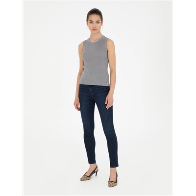 Серый Меландж. Блузка из трикотажа Slim Fit