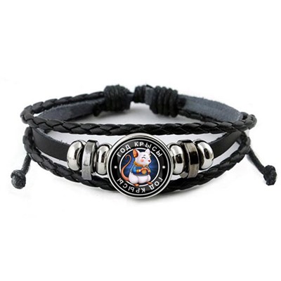 BSK-0099 Кожаный браслет Восточный гороскоп - год Крысы