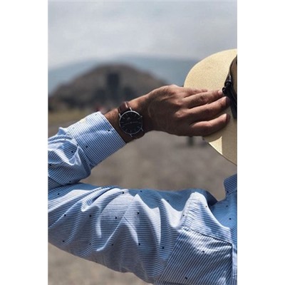 Reloj de cuarzo de piel Classic Bristol - Marrón y plateado