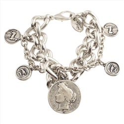 Pulsera cadena plata multi monedas Gloria Mago
