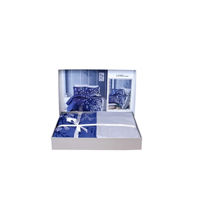 Постельное белье Карвен сатин семейное Living Navy Blue