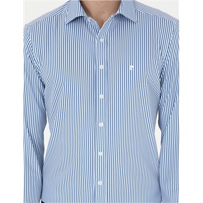 Синий полосатый бывший. Slim Fit рубашка с длинным рукавом