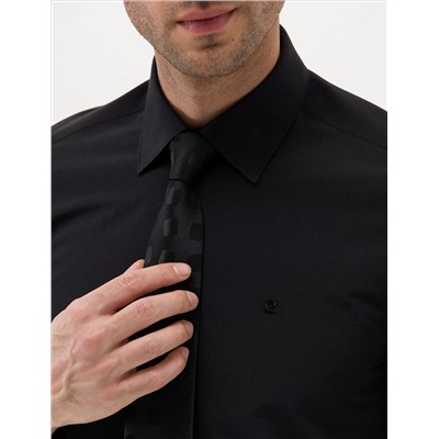 Black Slim Fit Basic рубашка с длинным рукавом