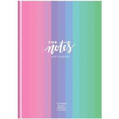 Скетчбук 120л., А5 7БЦ BG "For notes", матовая ламинация, трехцветный тонированный блок, 80г/м2