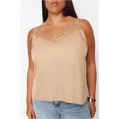 Каменное ремешок кружевные плетения Blacy Blouse Blouse TBBSS24AF00070
