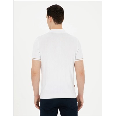 Кнопка Ecru Slim Fit с Polo Yaka Knitwear T -Fork