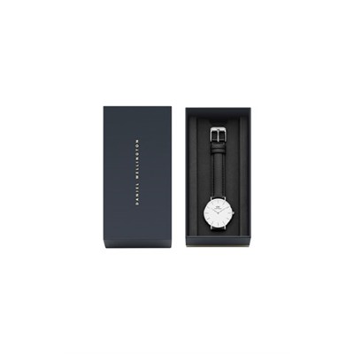 Reloj de cuarzo de piel Sheffield 32 mm - Negro y plateado