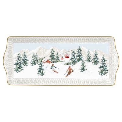 Блюдо, 35х15 см, фарфор P, белое, прямоугольное, Лыжники в горах, Chalet, 62635