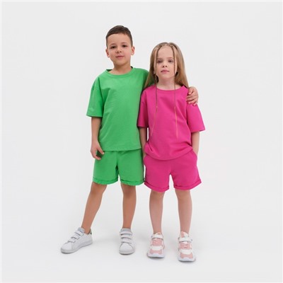 Комплект детский (футболка, шорты) KAFTAN "Basic line" размер 32 (110-116), цвет розовый
