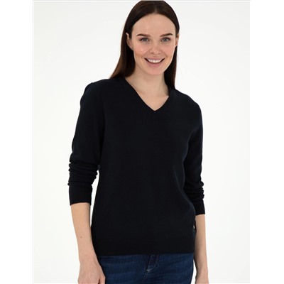 Navy Blue Slim Fit Basic Sweater